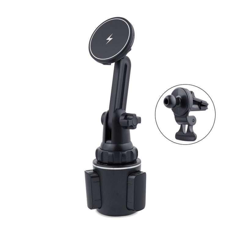 Car Water Cup Holder MagSafe Wireless Charging Bracket - Black