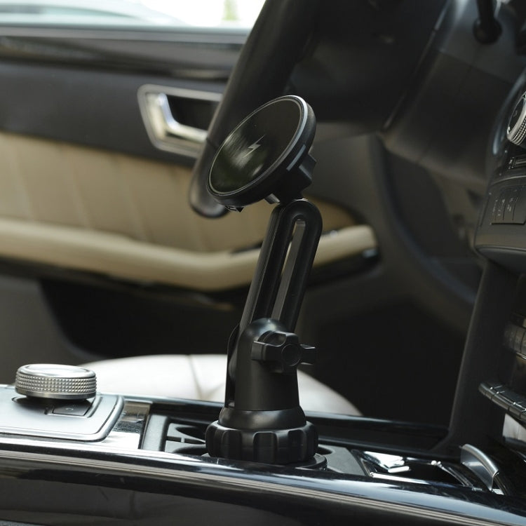 Car Water Cup Holder MagSafe Wireless Charging Bracket - Black