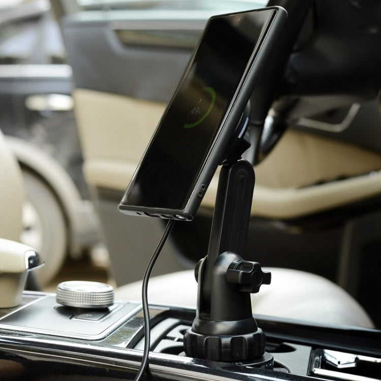 Car Water Cup Holder MagSafe Wireless Charging Bracket - Black