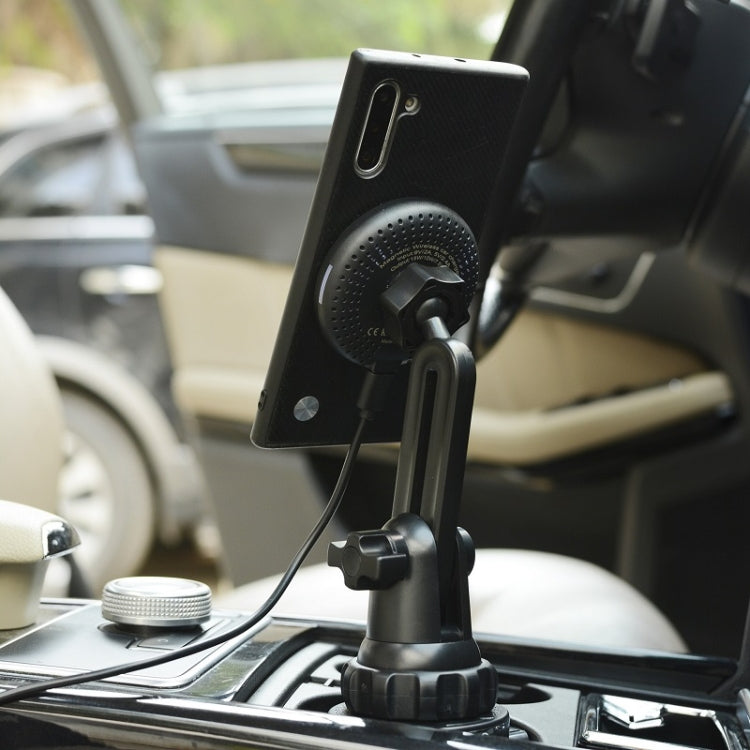 Car Water Cup Holder MagSafe Wireless Charging Bracket - Black
