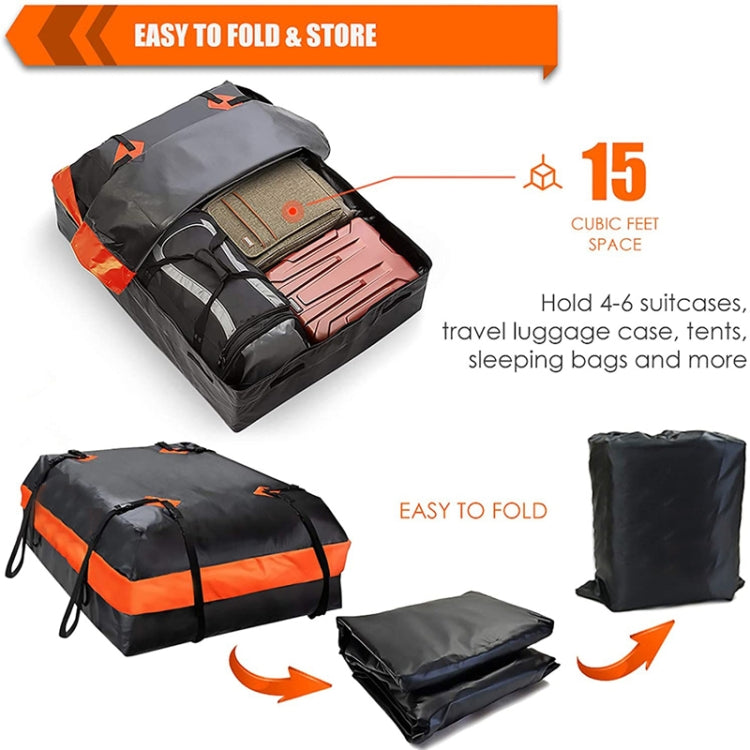 15 Cubic Feet Waterproof Car Roof Storage Luggage Bag - Black