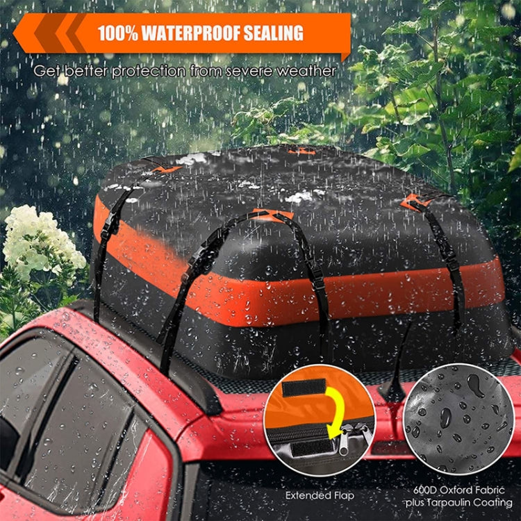 15 Cubic Feet Waterproof Car Roof Storage Luggage Bag - Black