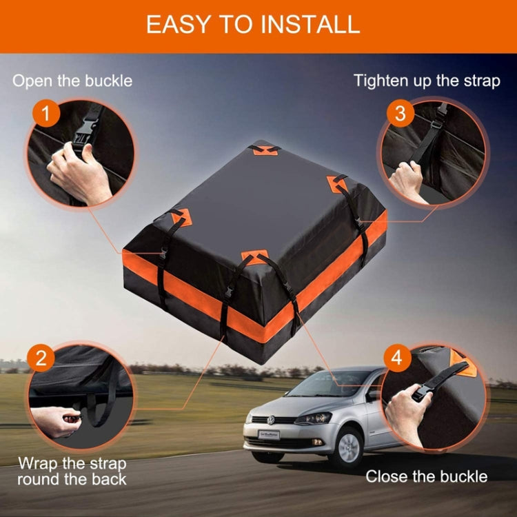 15 Cubic Feet Waterproof Car Roof Storage Luggage Bag - Black