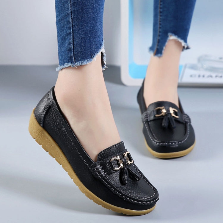 Leather Anti-Slip Flat Shoes Women Casual Shoes, Size: 44