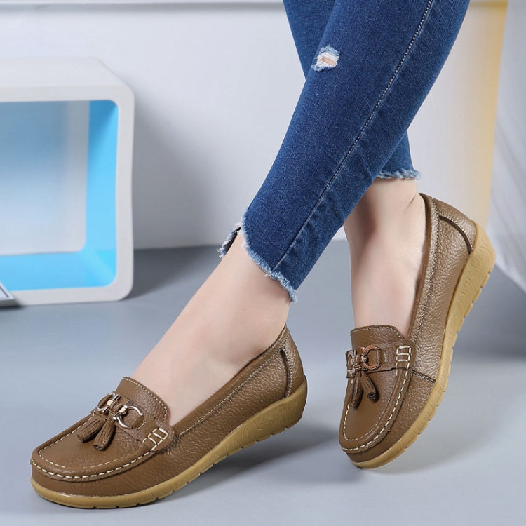 Leather Anti-Slip Flat Shoes Women Casual Shoes, Size: 44
