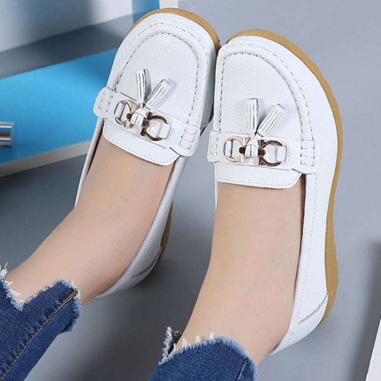 Leather Anti-Slip Flat Shoes Women Casual Shoes, Size: 44