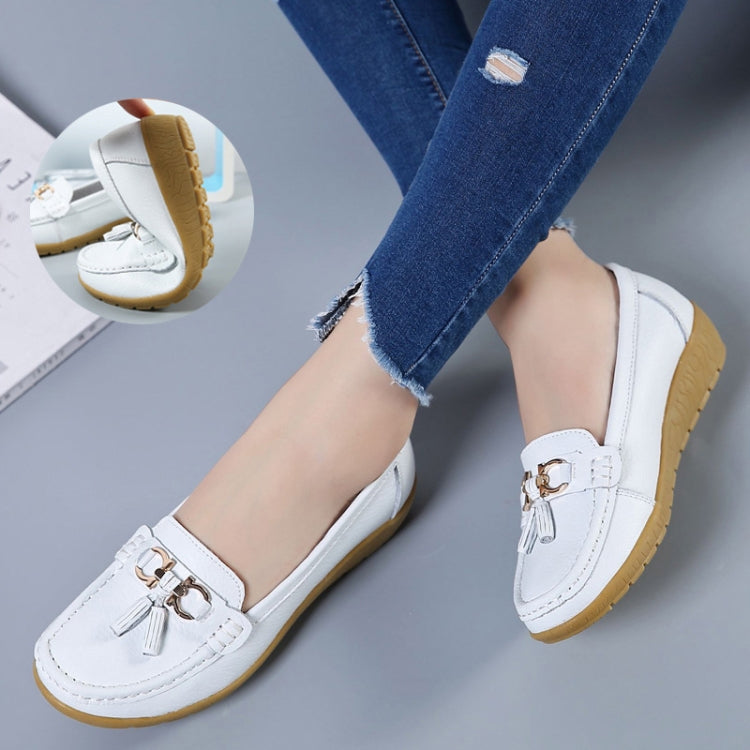 Leather Anti-Slip Flat Shoes Women Casual Shoes, Size: 43