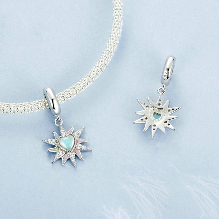 S925 Sterling Silver Platinum Plated Colorful Sunshine Sun DIY Pendant Beads - BSC976