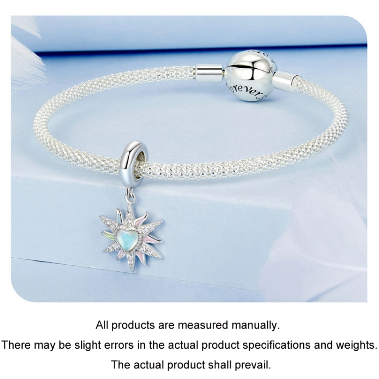 S925 Sterling Silver Platinum Plated Colorful Sunshine Sun DIY Pendant Beads - BSC976