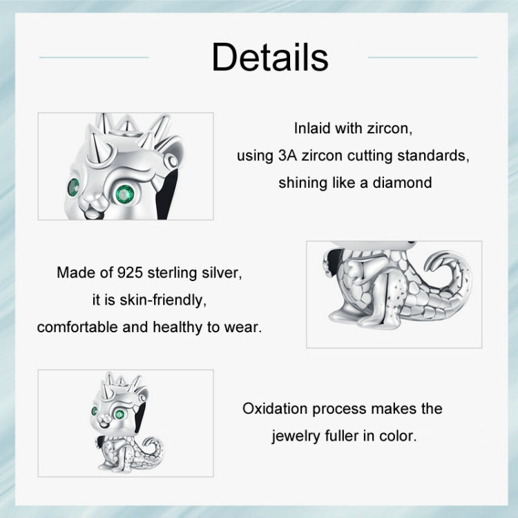 S925 Sterling Silver New Year Cute Little Dragon DIY Beads - SCC2720