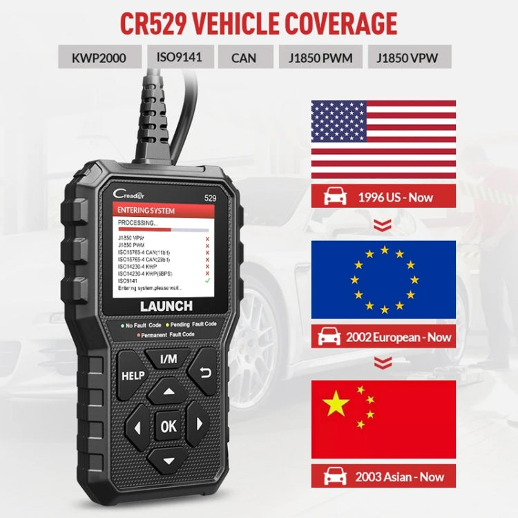Launch Creader CR529 OBD2 Car Engine Fault Tester Code Scanner - Black