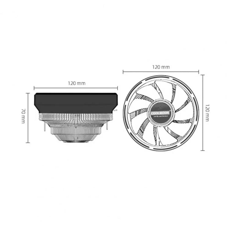 COOLMOON CPU Cooler Desktop Computer Auto Color Change Multi-Platform Mute Cooling Fan - Colorful Fine Aperture