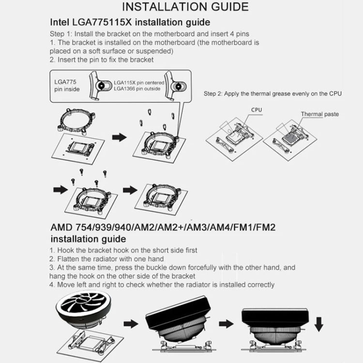 COOLMOON CPU Cooler Desktop Computer Auto Color Change Multi-Platform Mute Cooling Fan - Colorful Fine Aperture