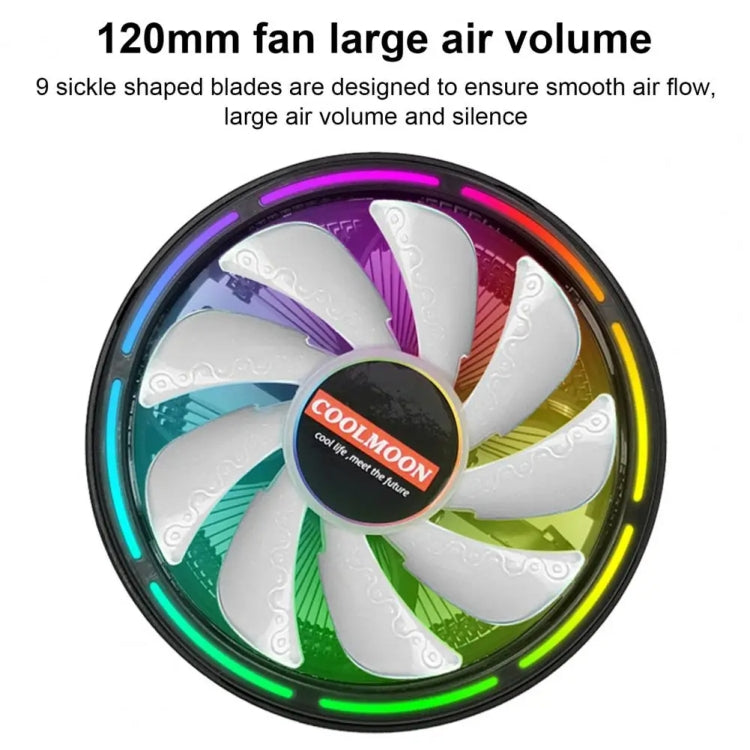 COOLMOON CPU Cooler Desktop Computer Auto Color Change Multi-Platform Mute Cooling Fan - Colorful Fine Aperture