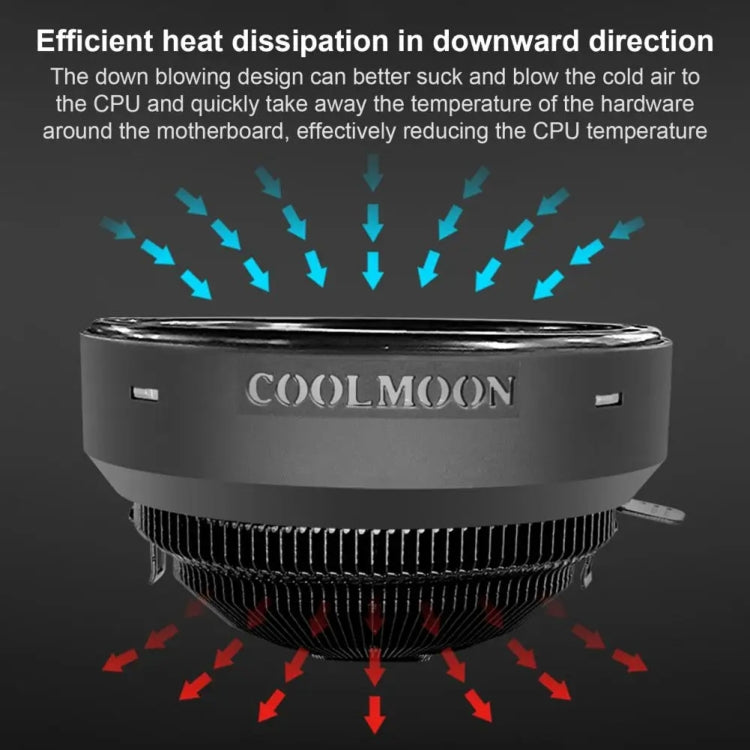 COOLMOON CPU Cooler Desktop Computer Auto Color Change Multi-Platform Mute Cooling Fan - Colorful Fine Aperture