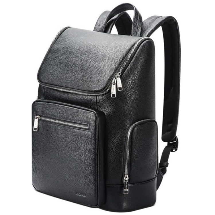Bopai 61-122431 Large-capacity First-layer Cowhide Business Waterproof Laptop Backpack - Black