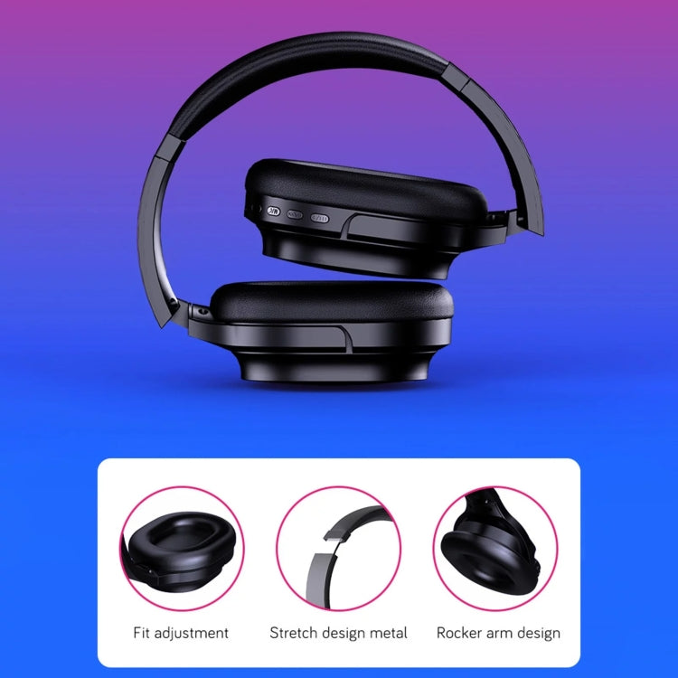 Bamboo Wood Bluetooth Headphones With Built-In Sound Card, TF Card / FM / AUX Support - Black
