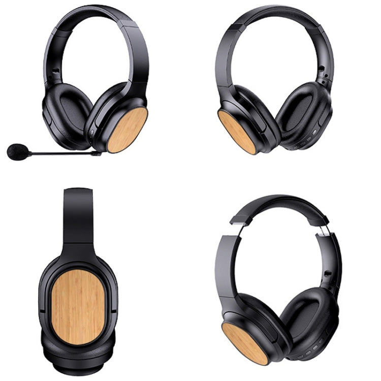 Bamboo Wood Bluetooth Headphones With Built-In Sound Card, TF Card / FM / AUX Support - White