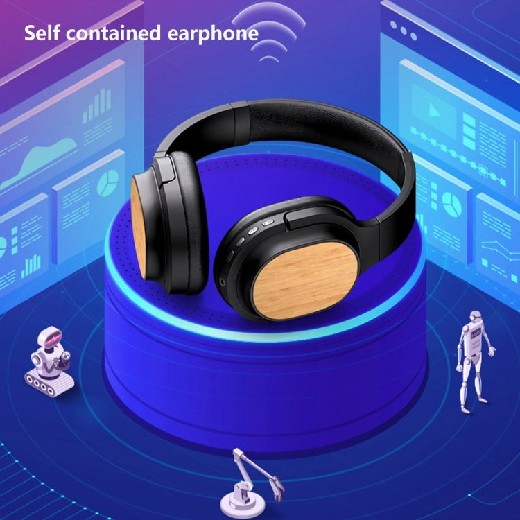 Bamboo Wood Bluetooth Headphones With Built-In Sound Card, TF Card / FM / AUX Support - White