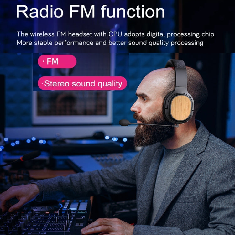 Bamboo Wood Bluetooth Headphones With Built-In Sound Card, TF Card / FM / AUX Support - White