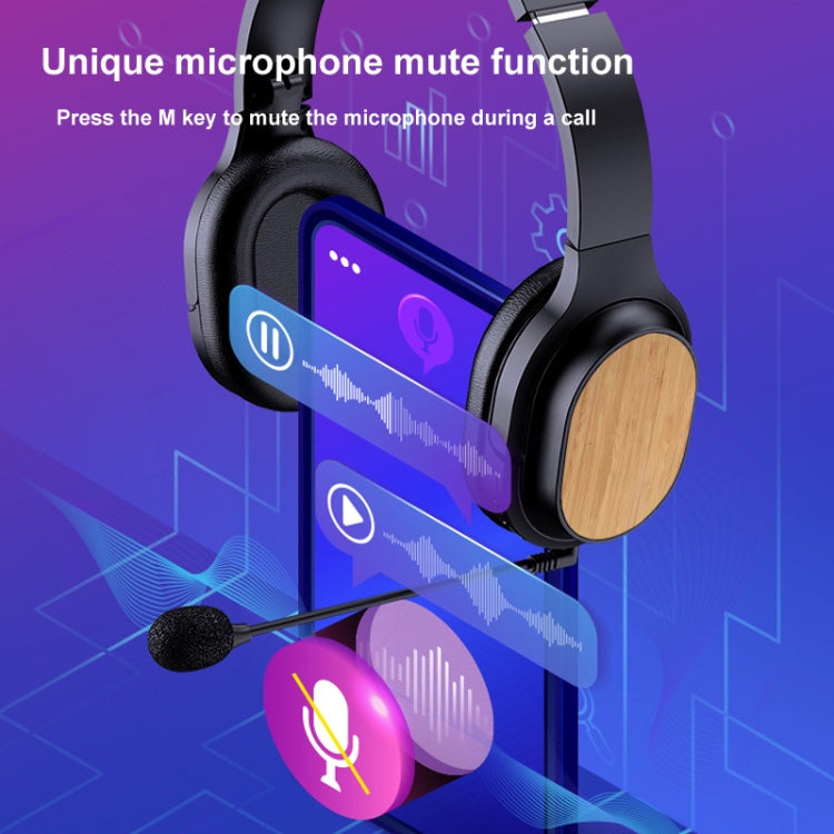 Bamboo Wood Bluetooth Headphones With Built-In Sound Card, TF Card / FM / AUX Support - White