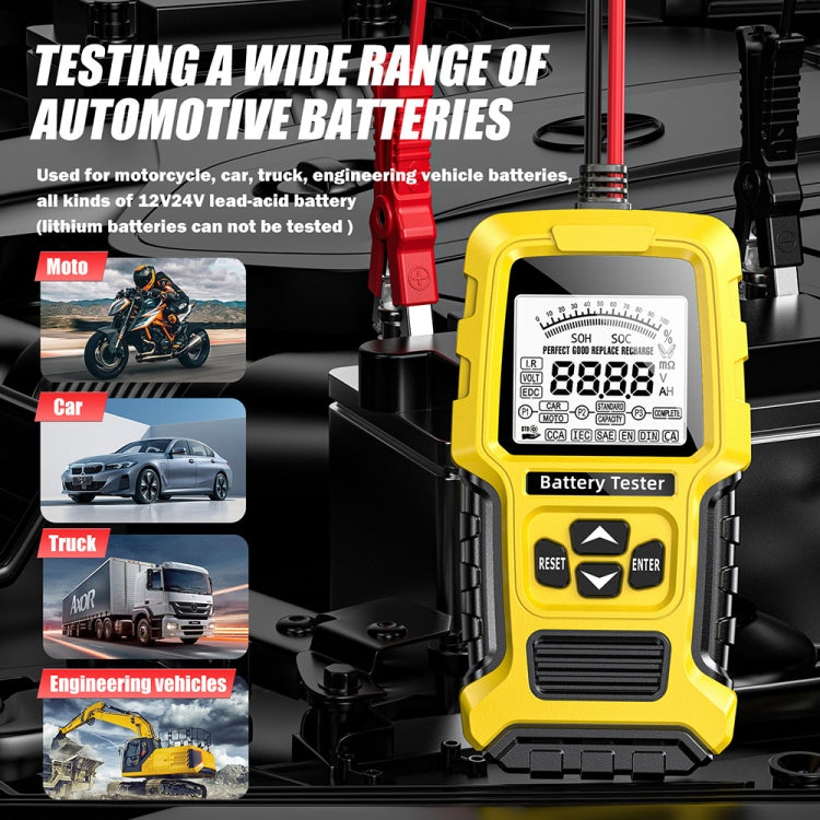 FOXSUR 12V/24V Automotive Lead-acid Battery Internal Resistance Rapid Analyzer - Yellow