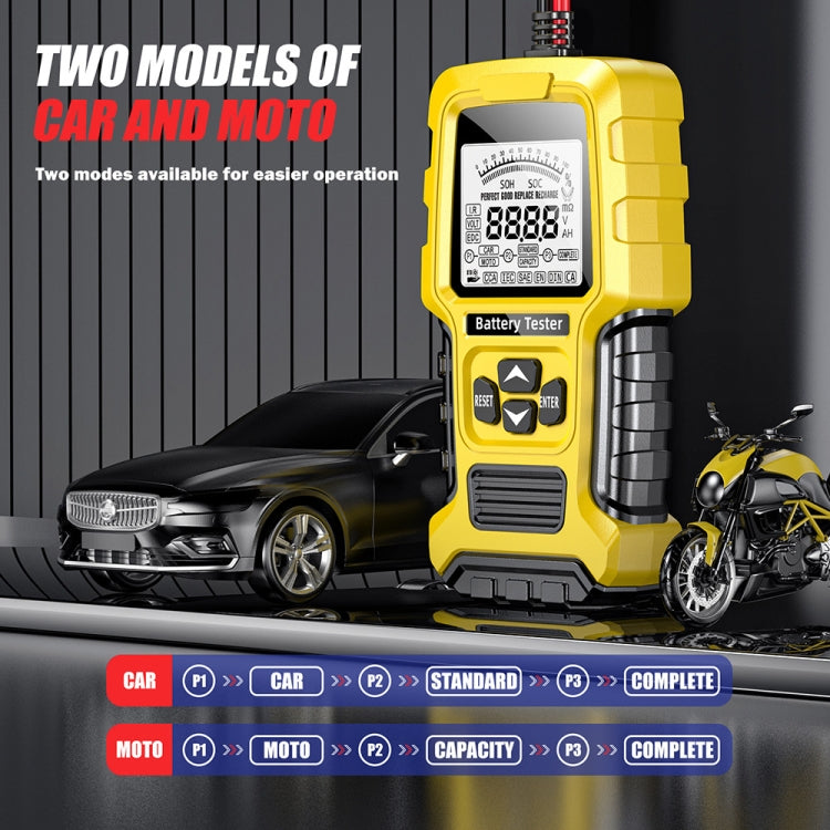 FOXSUR 12V/24V Automotive Lead-acid Battery Internal Resistance Rapid Analyzer - Yellow