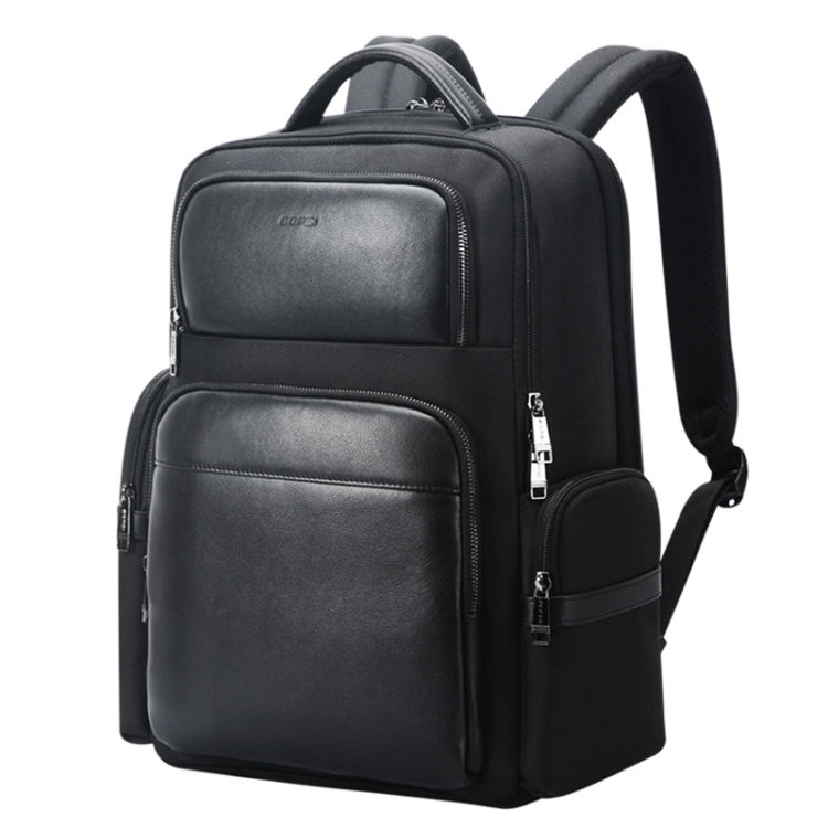 Bopai 61-125031 Large-capacity First-layer Cowhide Business Laptop Backpack With USB+Type-C Port - Black
