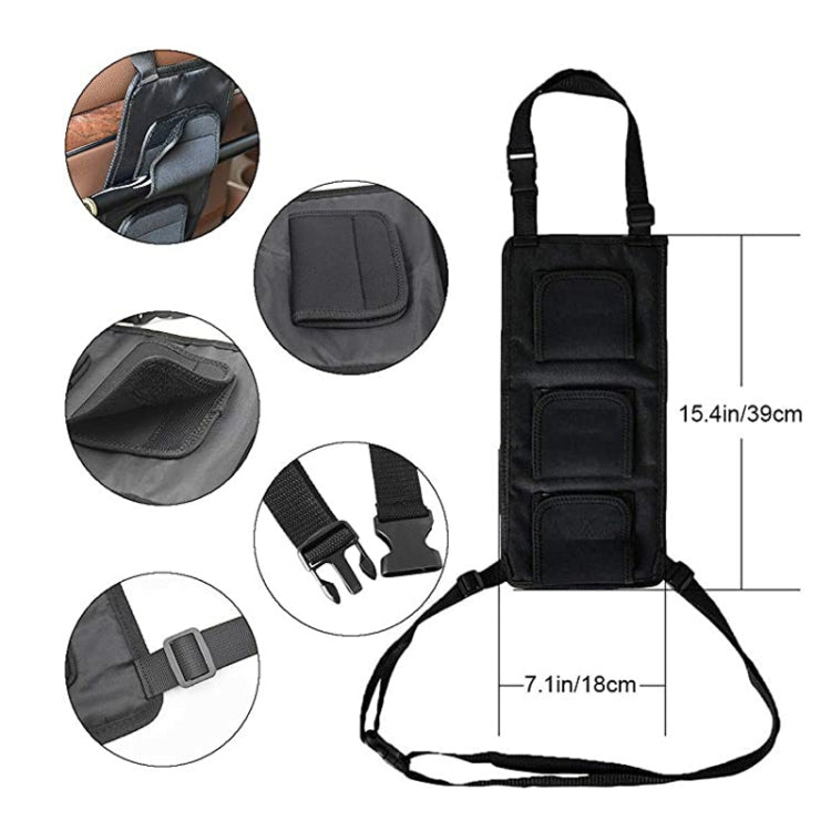 Car Back Seat Fishing Rod Strap Fixed Storage Bag - Black