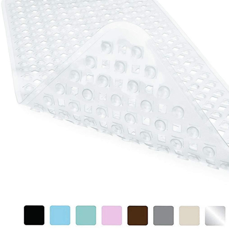 Non-slip Bath Mat Diamond Cut Bathtub Mats With Drain Holes And Suction Cup 88 x 40cm - Transparent
