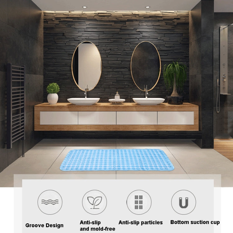 Non-slip Bath Mat Diamond Cut Bathtub Mats With Drain Holes And Suction Cup 53 x 53cm - Transparent