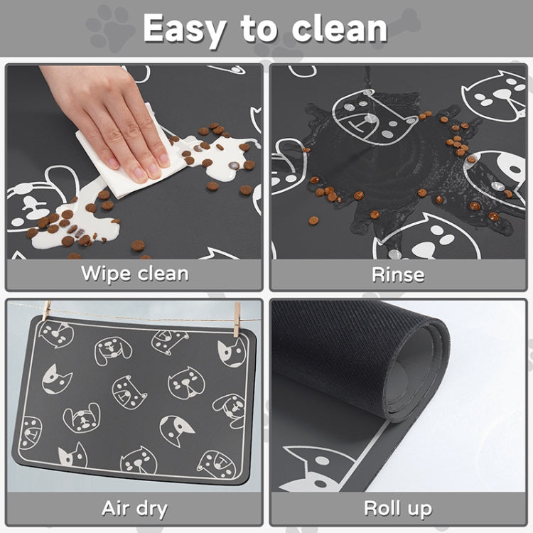 Pet Floor Mat Anti-Tear And Bite Absorbent Feeding Mat Sleeping Anti-Slip Dog Nest Pad, Style: Cats Paradise Light Gray