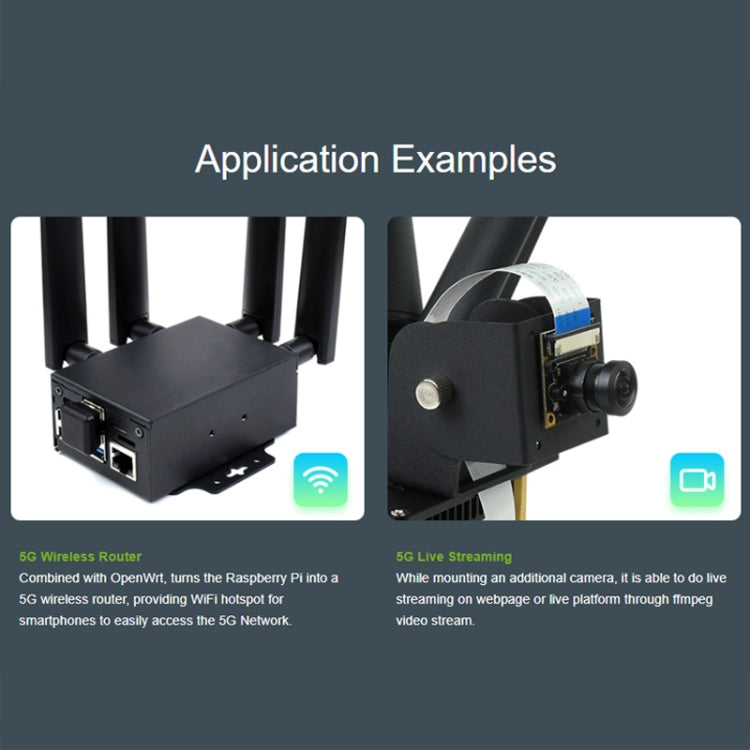 Waveshare SIM8262E-M2 5G HAT For Raspberry Pi, Quad Antennas 5G NSA, 5G/4G/3G Compatible - 23254