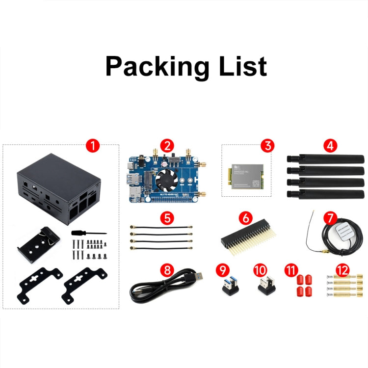 Waveshare SIM8262E-M2 5G HAT For Raspberry Pi, Quad Antennas 5G NSA, 5G/4G/3G Compatible - 23254