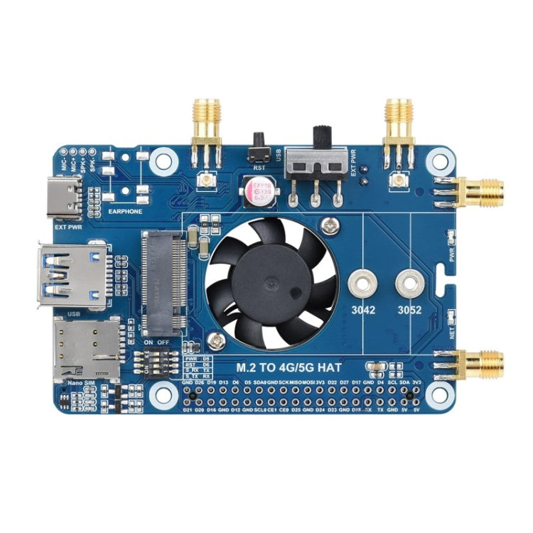 Waveshare SIM8262E-M2 5G HAT For Raspberry Pi, Quad Antennas 5G NSA, 5G/4G/3G Compatible - 23254