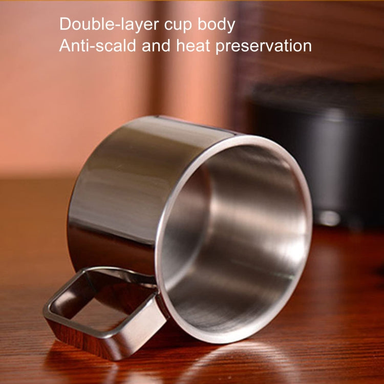 304 Stainless Steel 3 In 1 Double Layer Coffee Cup With Dish and Spoon Heat Insulation and Anti-Scald Milk Tea Mug - Stainless Steel Color