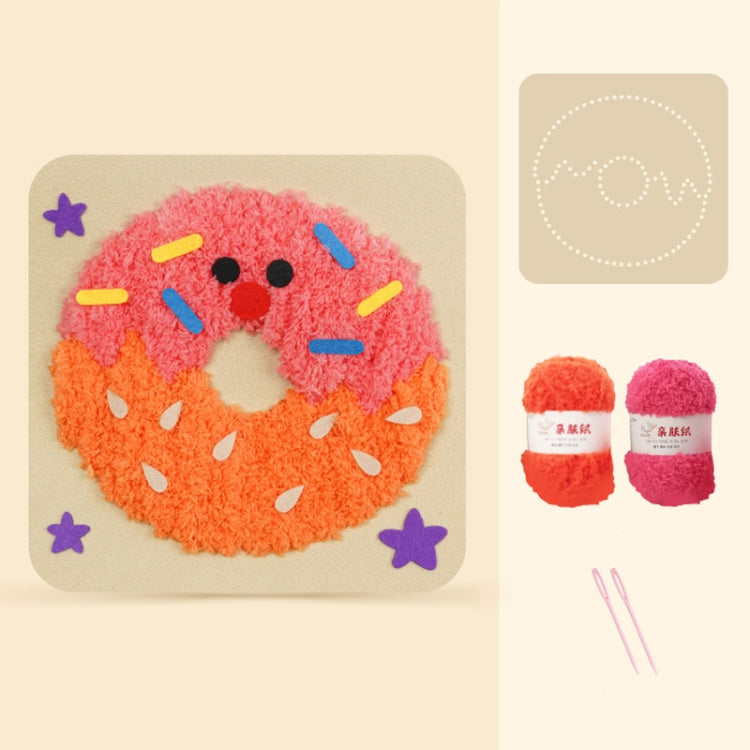 Montessori DIY Embroidery Board Kindergarten Children Cartoon Wool Stitching Material Kit, Style: Doughnut