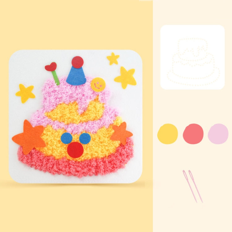 Montessori DIY Embroidery Board Kindergarten Children Cartoon Wool Stitching Material Kit, Style: Birthday Cake