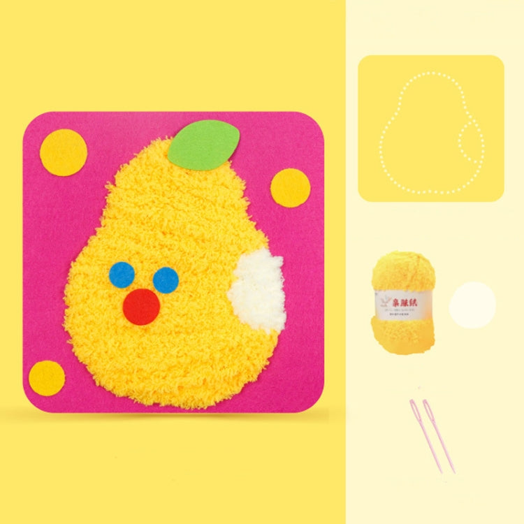 Montessori DIY Embroidery Board Kindergarten Children Cartoon Wool Stitching Material Kit, Style: Pear
