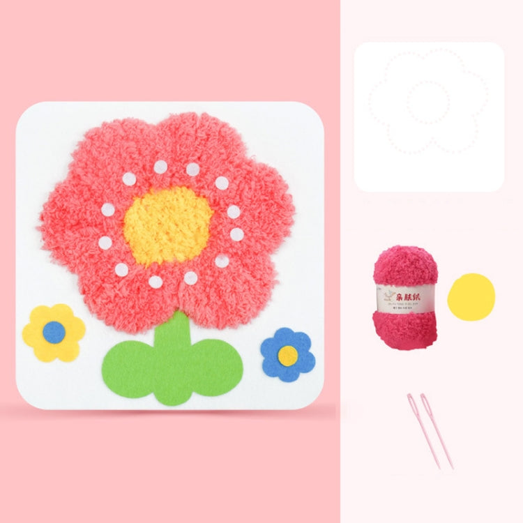 Montessori DIY Embroidery Board Kindergarten Children Cartoon Wool Stitching Material Kit, Style: Sunflower