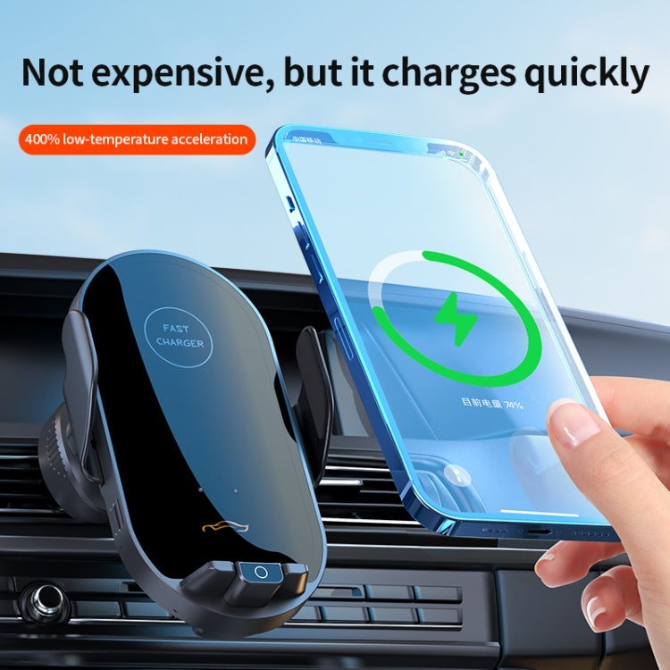 Car Air Outlet Smart Induction Wireless Charging Mobile Phone Holder - Black 66W