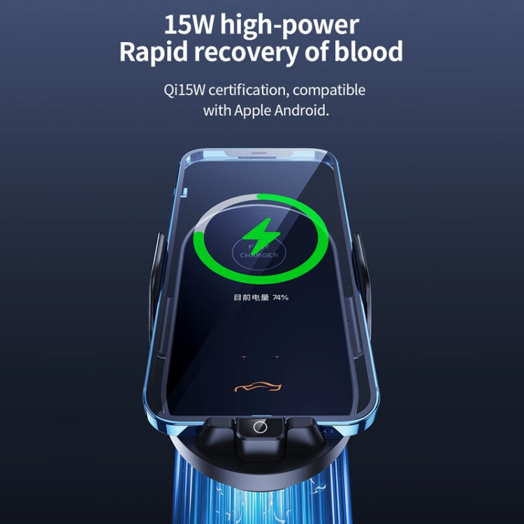 Car Air Outlet Smart Induction Wireless Charging Mobile Phone Holder - Black 66W