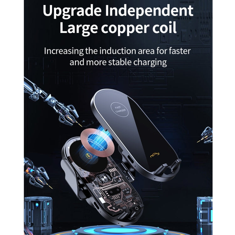 Car Air Outlet Smart Induction Wireless Charging Mobile Phone Holder - Black 66W