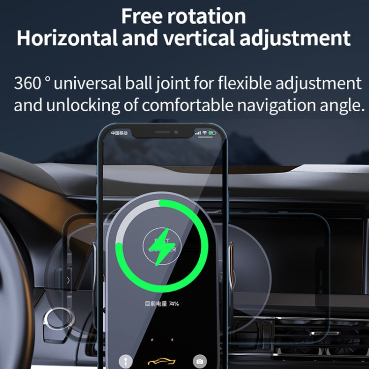 Car Air Outlet Smart Induction Wireless Charging Mobile Phone Holder - Black 66W
