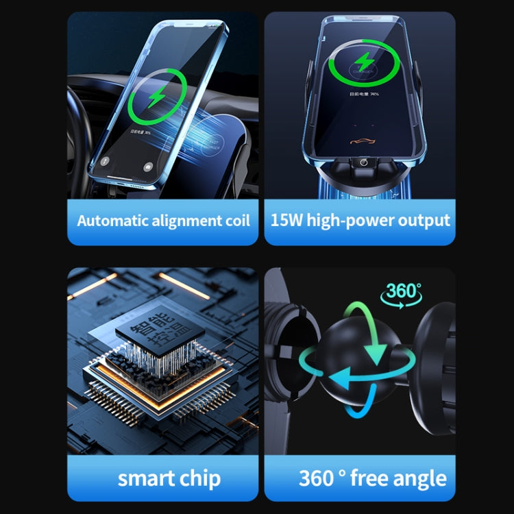 Car Air Outlet Smart Induction Wireless Charging Mobile Phone Holder - Black 66W