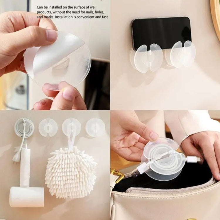 Multi-functional Data Cable Organizer Hole-free Plug Fixer Small Objects Hanger - Transparent