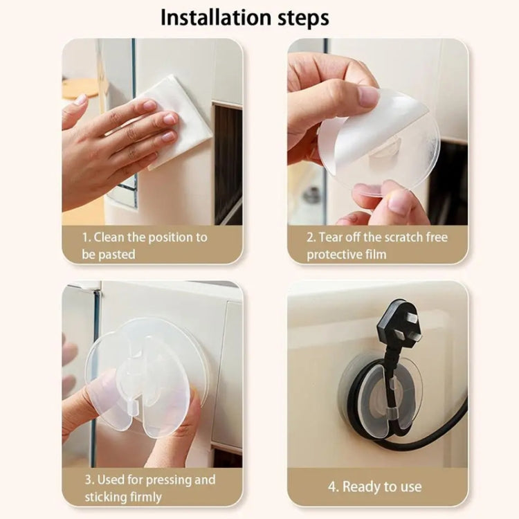 Multi-functional Data Cable Organizer Hole-free Plug Fixer Small Objects Hanger - Transparent