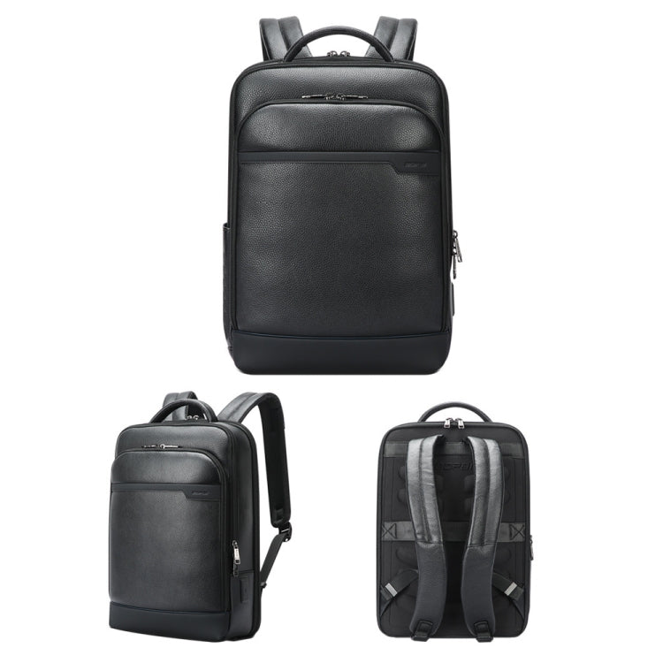Bopai 61-122391 Large-capacity First-layer Cowhide Business Laptop Backpack With USB+Type-C Port - Black