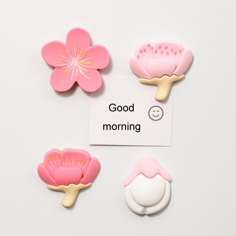 4pcs /Set Fresh Rustic Flowers Refrigerator Stickers Magnetic Tulip Decorative Paste