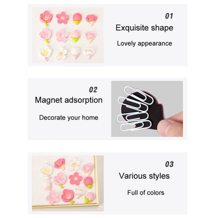4pcs /Set Fresh Rustic Flowers Refrigerator Stickers Magnetic Tulip Decorative Paste